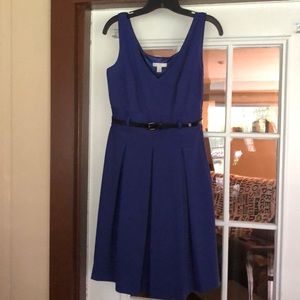 New York & Company Royal blue pleated dress w belt